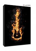 płonąca gitara czarne tło 50x30cm